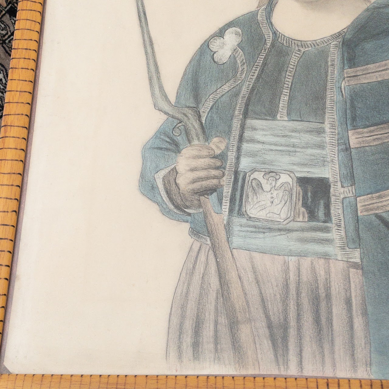 Signed Antique Portrait Drawing