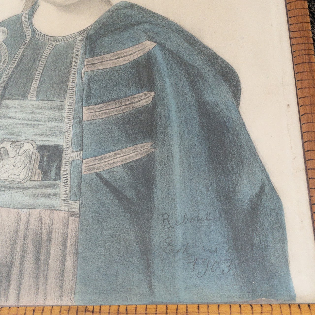 Signed Antique Portrait Drawing