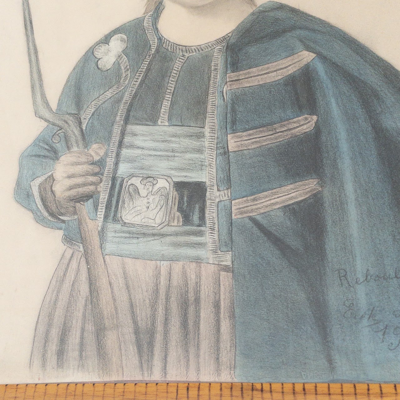 Signed Antique Portrait Drawing