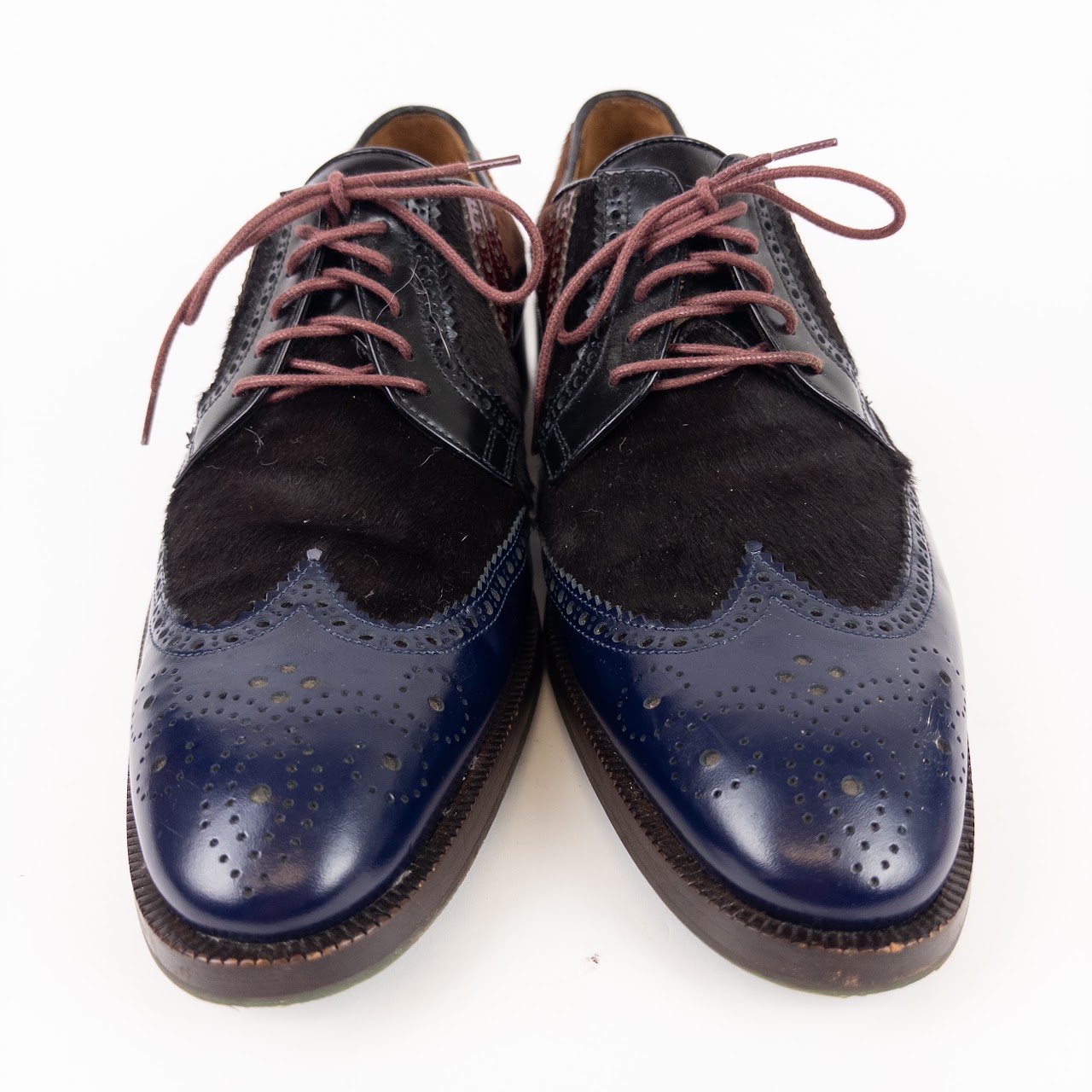 Etro Ponyhair and Leather Wingtip Shoes