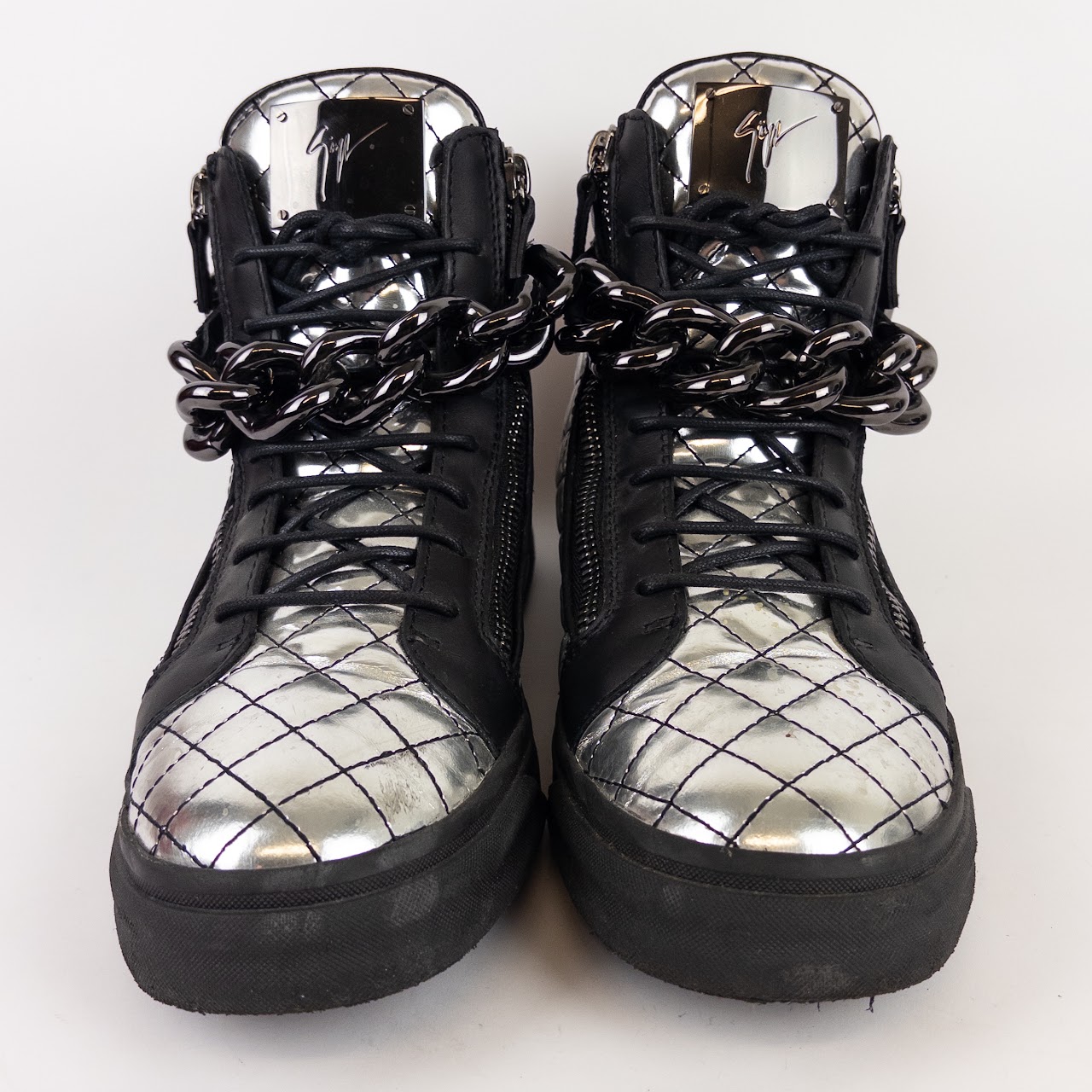 Giuseppe Zanotti Quilted Metallic Leather Hi Top Sneakers