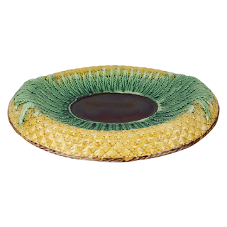 Majolica Oval Pineapple Pattern Low Dish