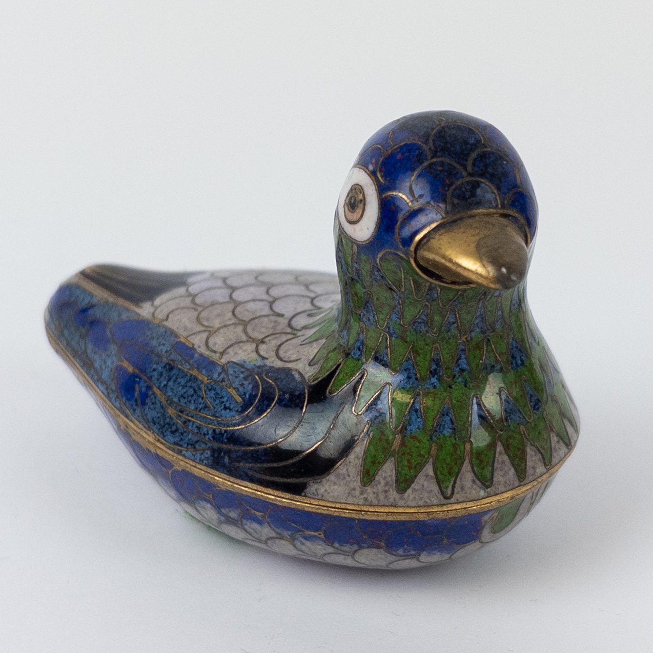 Vintage Cloisonné Duck Trinket Box Pair