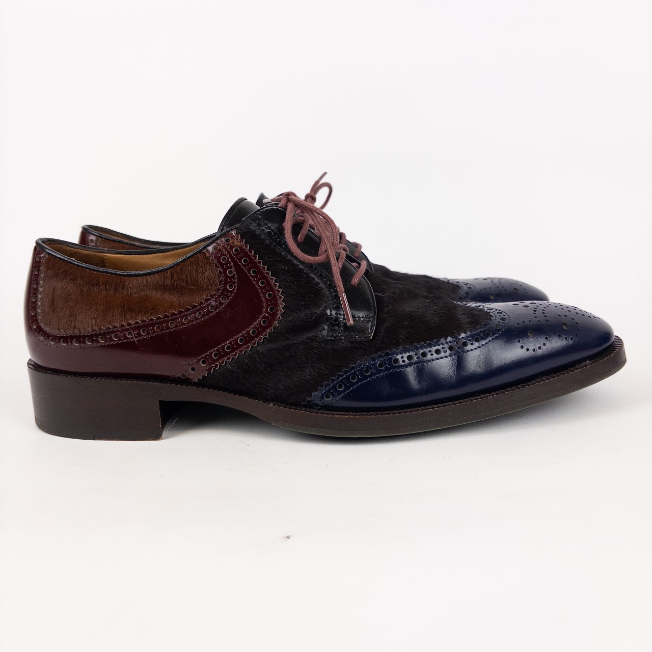 Etro Ponyhair and Leather Wingtip Shoes