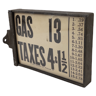 Rutledge Equipment Co. Antique Gas Pricing Sign