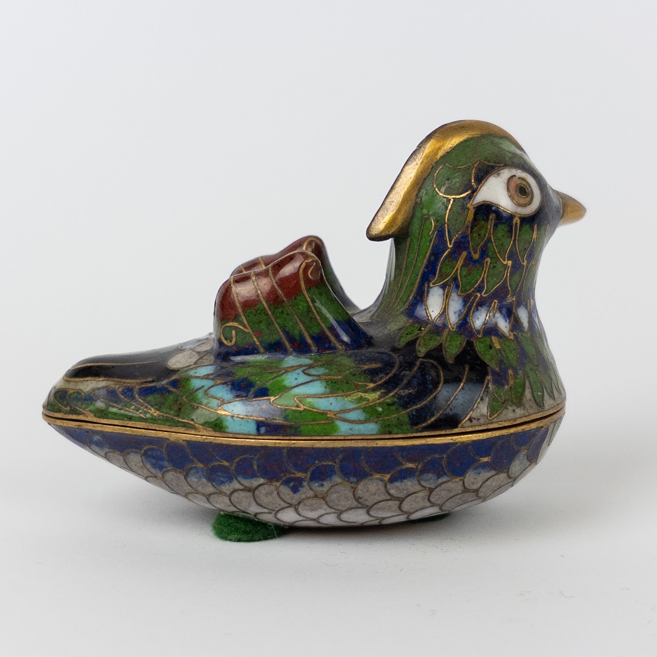 Vintage Cloisonné Duck Trinket Box Pair