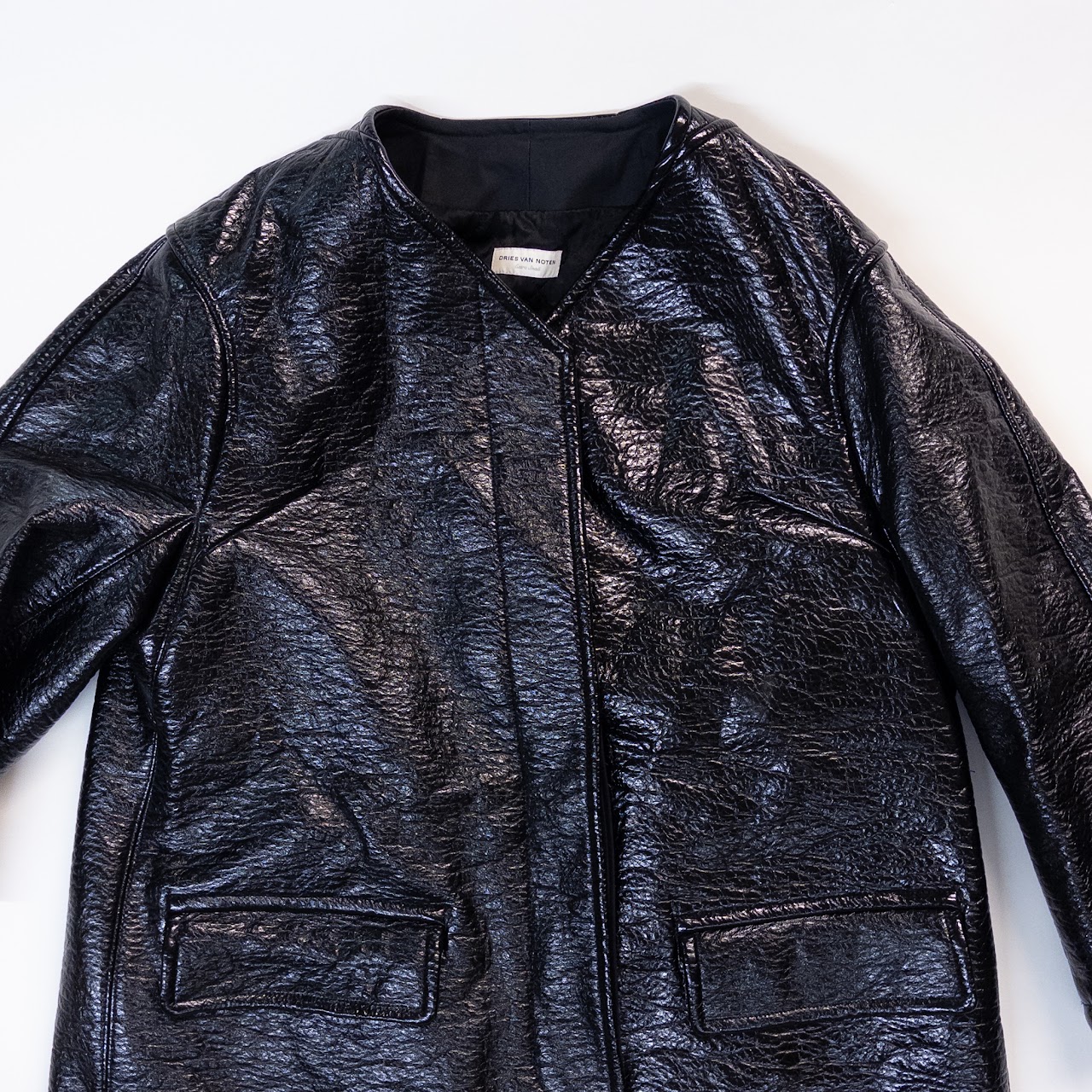 Dries Van Noten Textured Leather Coat