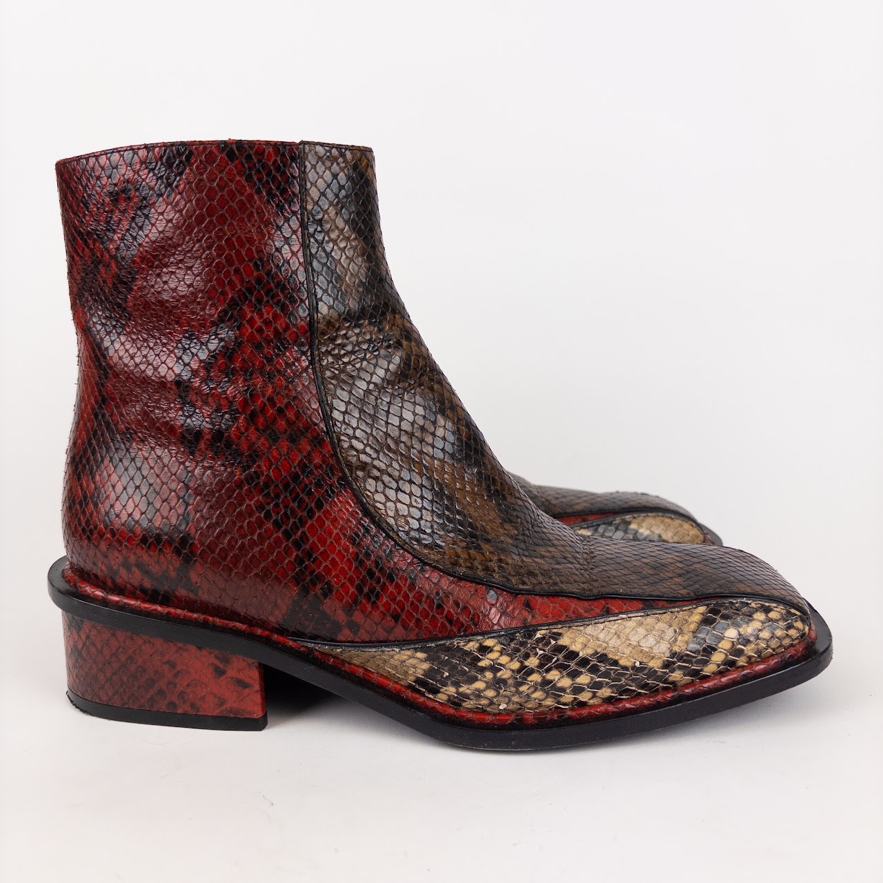 Dries Van Noten Snakeskin Animal Print Boots