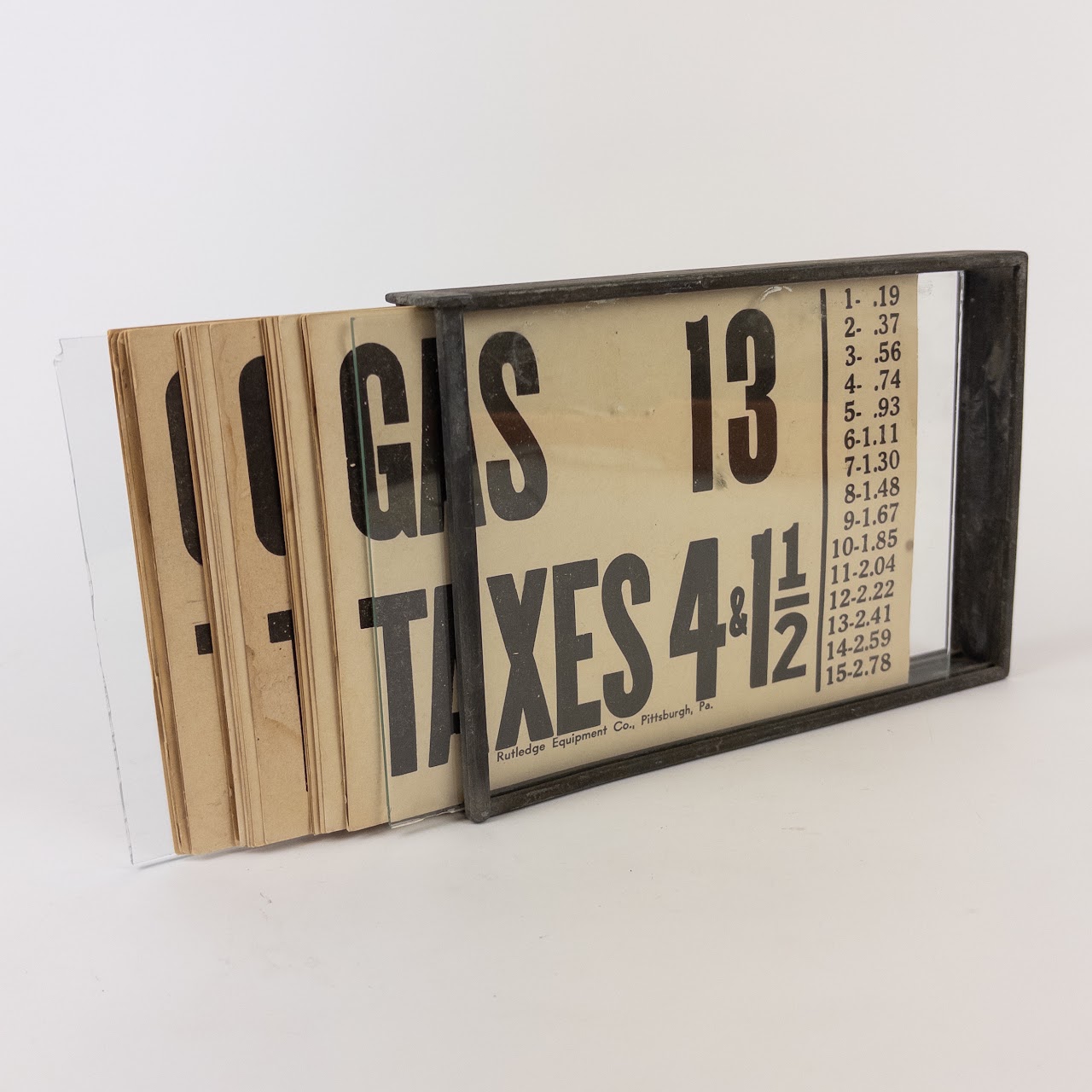 Rutledge Equipment Co. Antique Gas Pricing Sign