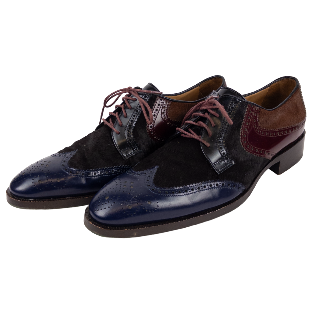 Etro Ponyhair and Leather Wingtip Shoes