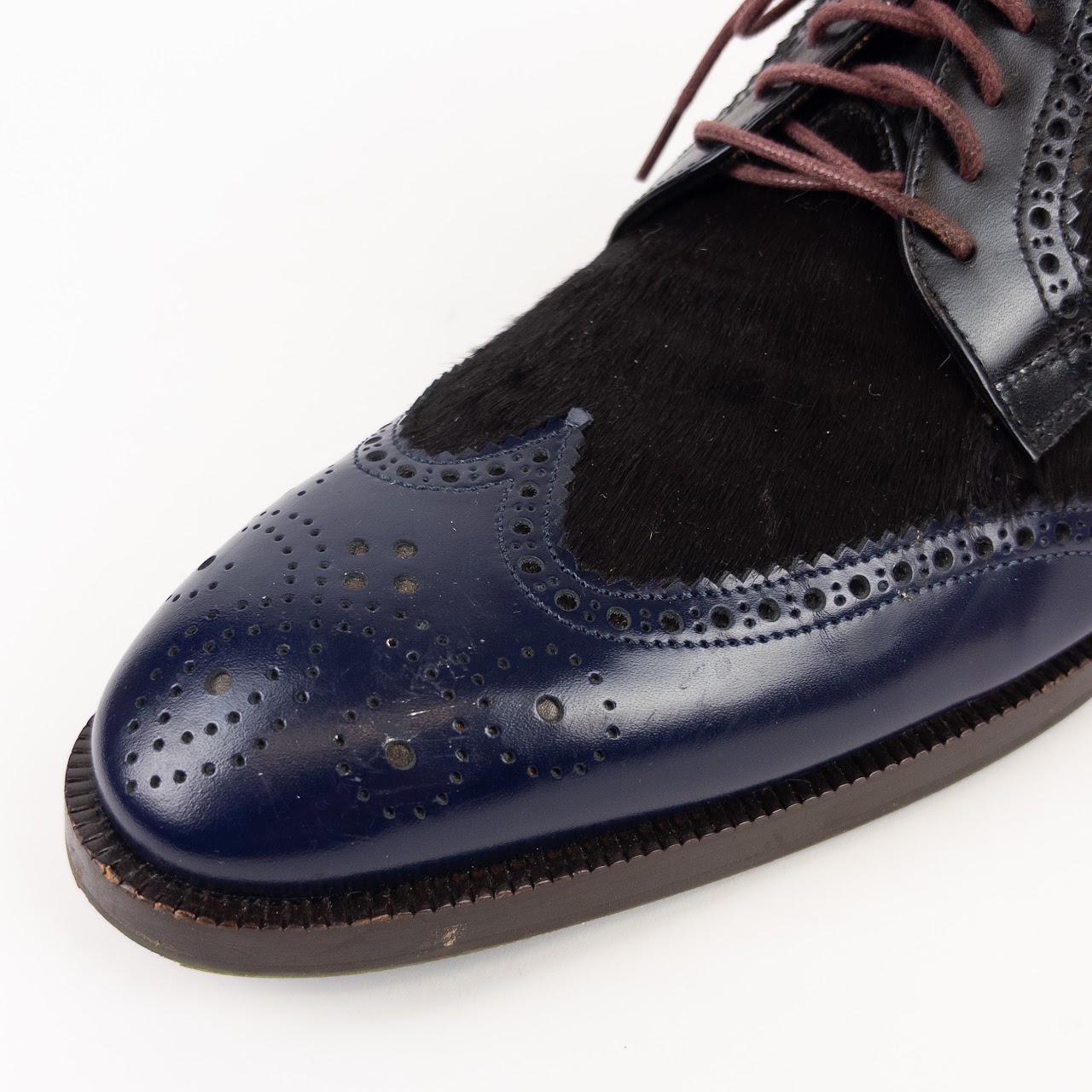 Etro Ponyhair and Leather Wingtip Shoes