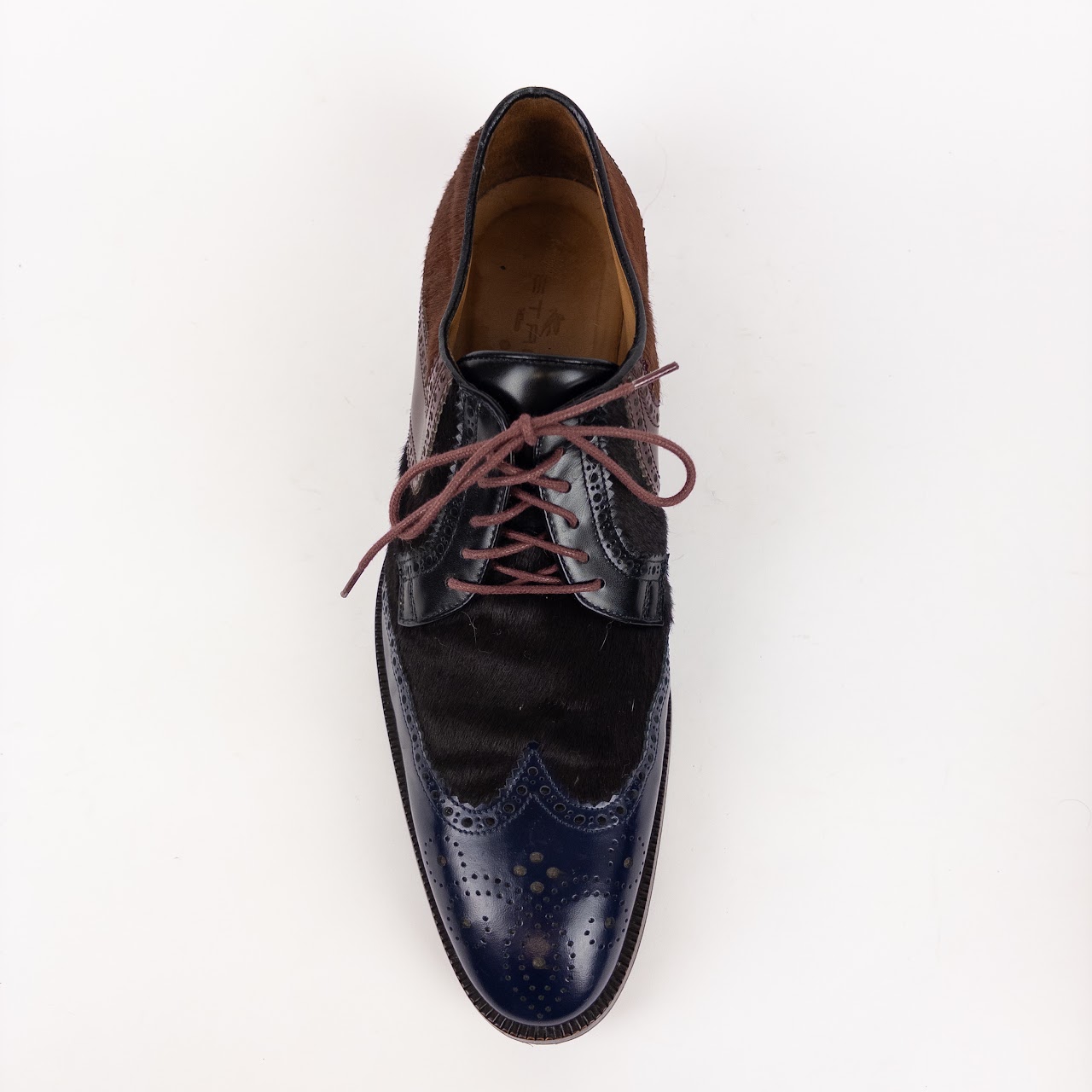 Etro Ponyhair and Leather Wingtip Shoes