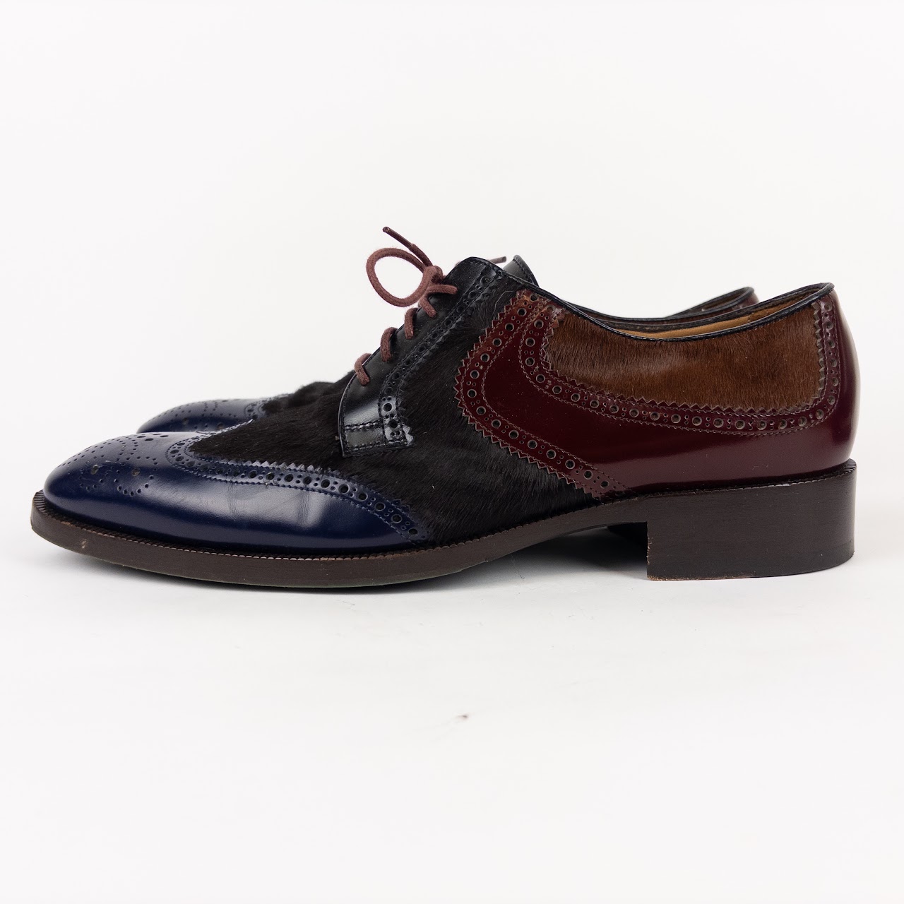 Etro Ponyhair and Leather Wingtip Shoes