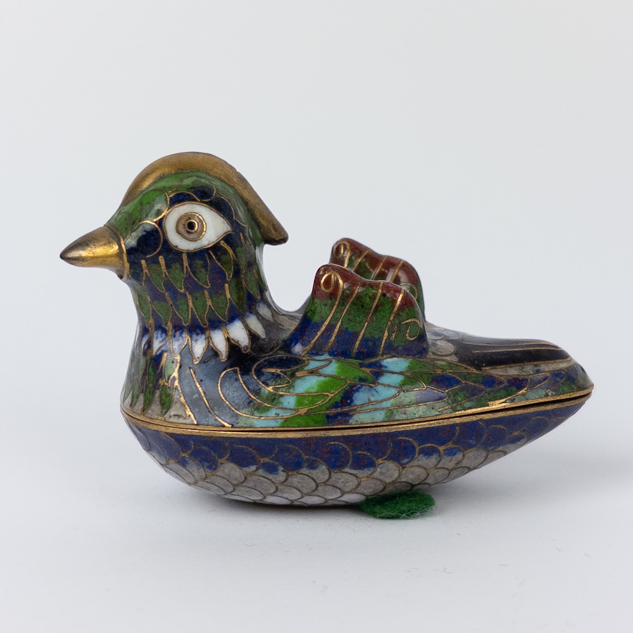 Vintage Cloisonné Duck Trinket Box Pair