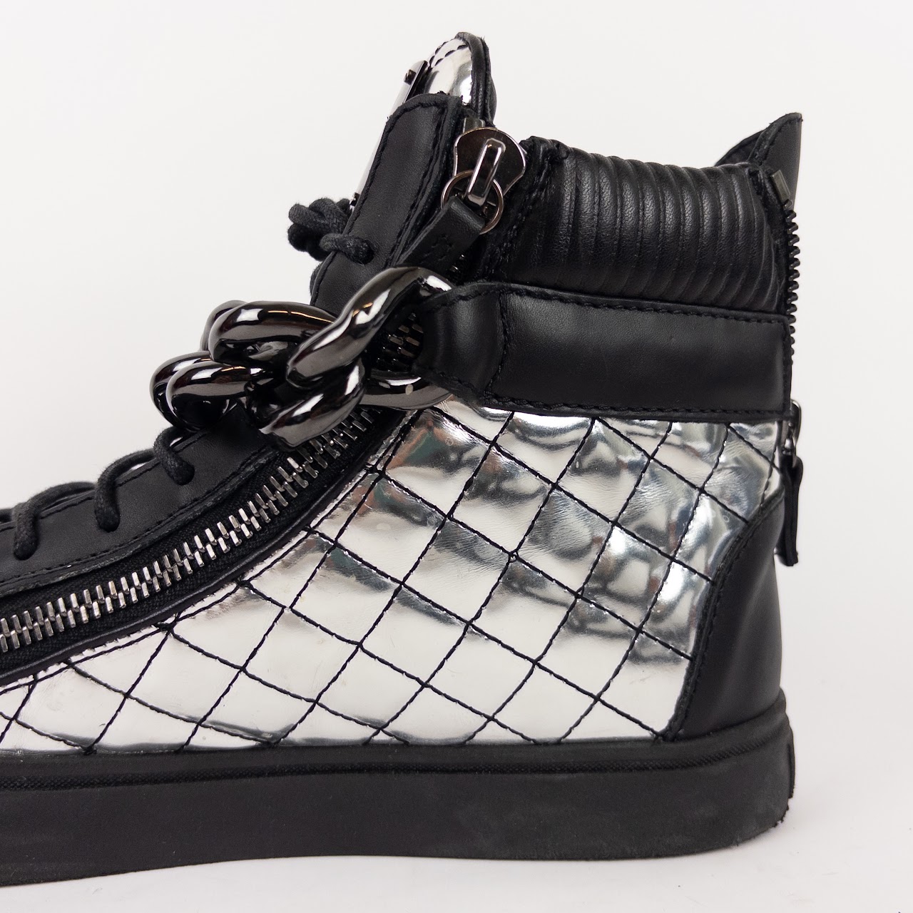 Giuseppe Zanotti Quilted Metallic Leather Hi Top Sneakers