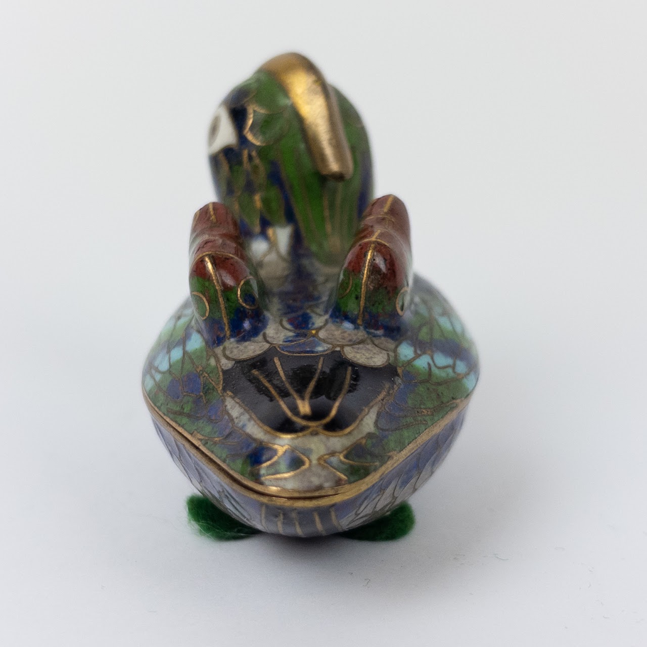 Vintage Cloisonné Duck Trinket Box Pair