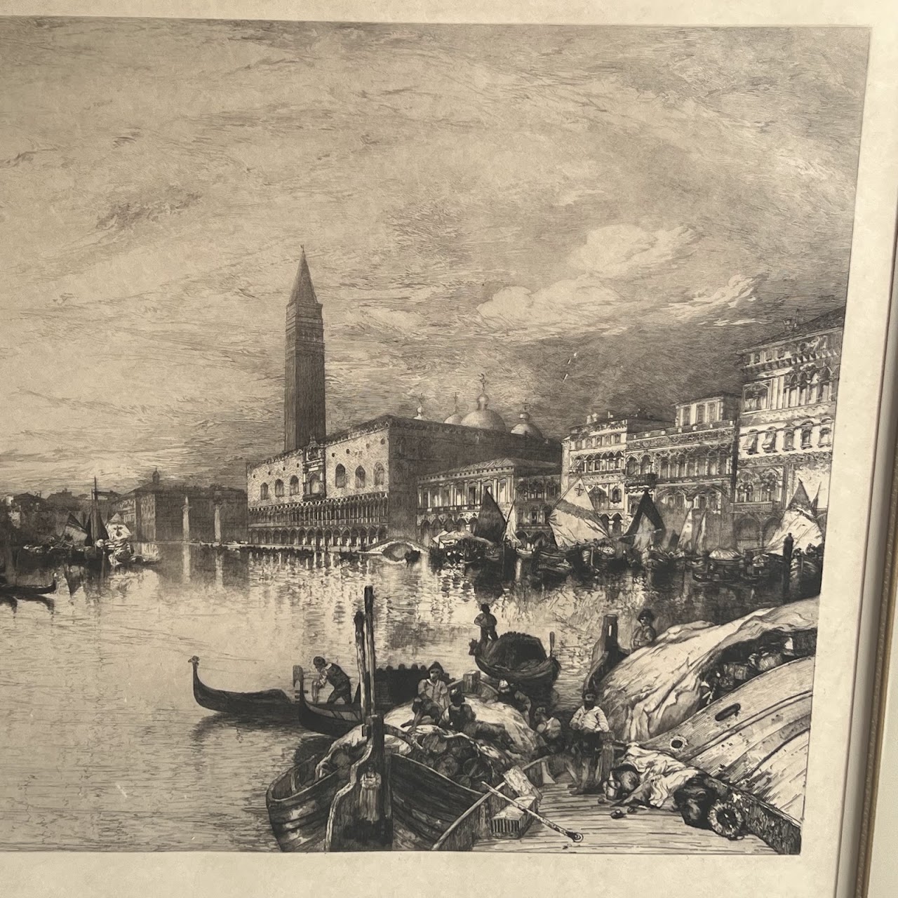 Thomas Moran 'The Gates of Venice' Signed 19th C. Etching