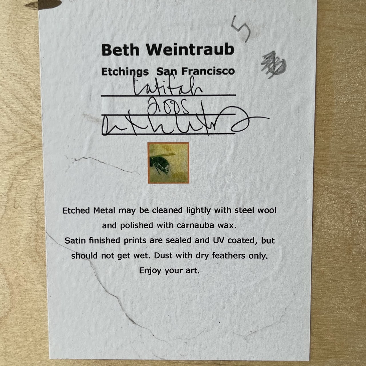 Beth Weintraub 'Latifah' Signed Contemporary Botanical Metal Etching