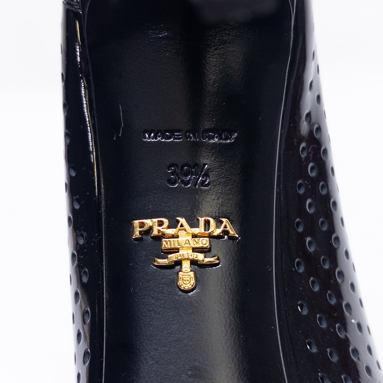 Prada Perforated Patent Leather Pumps