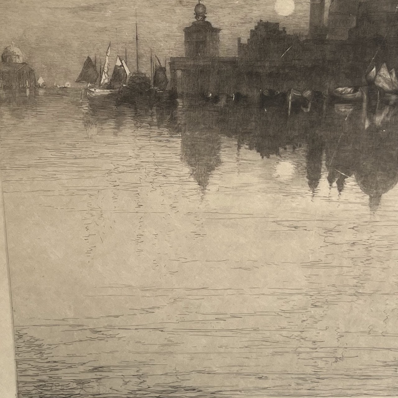 Thomas Moran 'The Gates of Venice' Signed 19th C. Etching