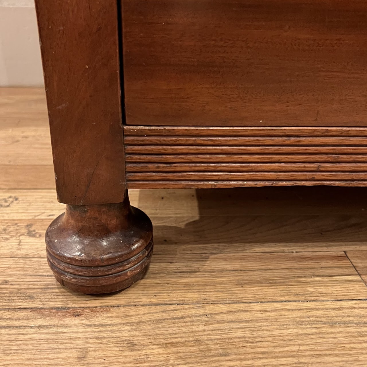 Victorian Flame Mahogany Bun Foot Six-Drawer Dresser