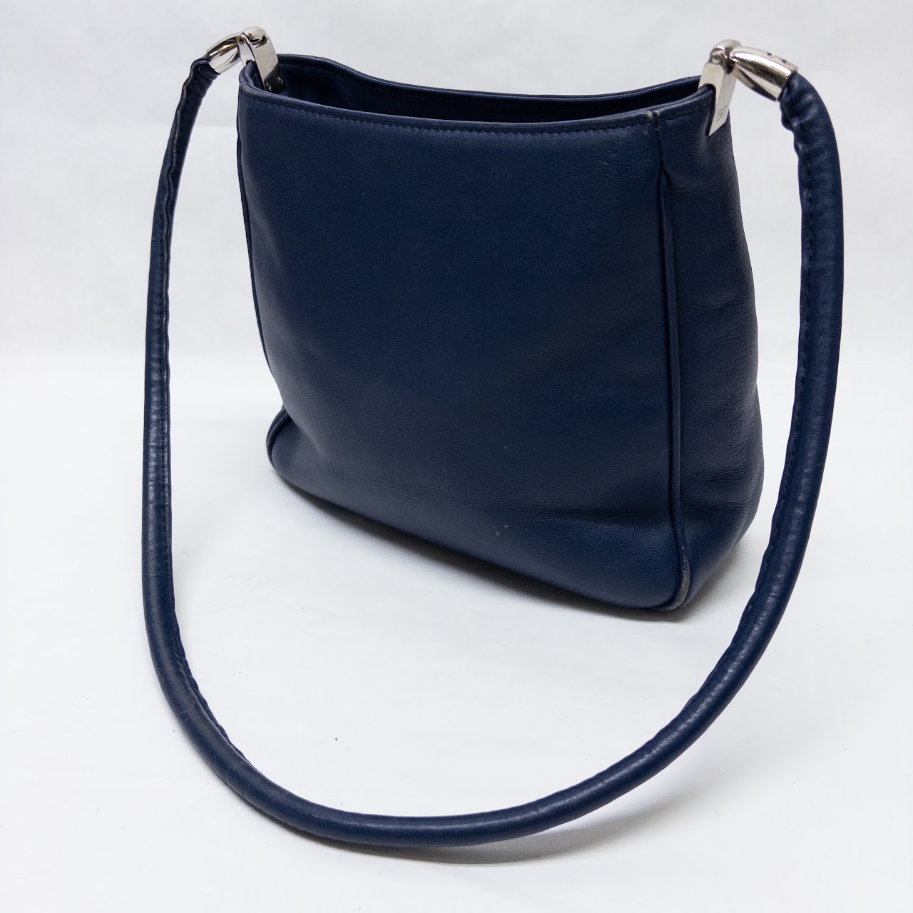 Balenciaga Blue Leather Logo Shoulder Bag