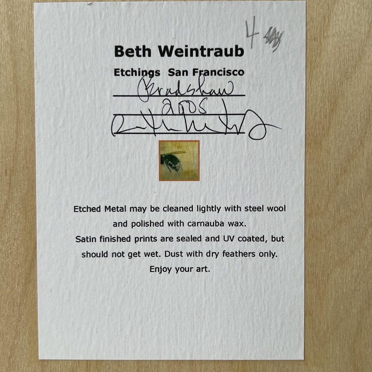 Beth Weintraub 'Bradshaw' Signed Contemporary Botanical Metal Etching