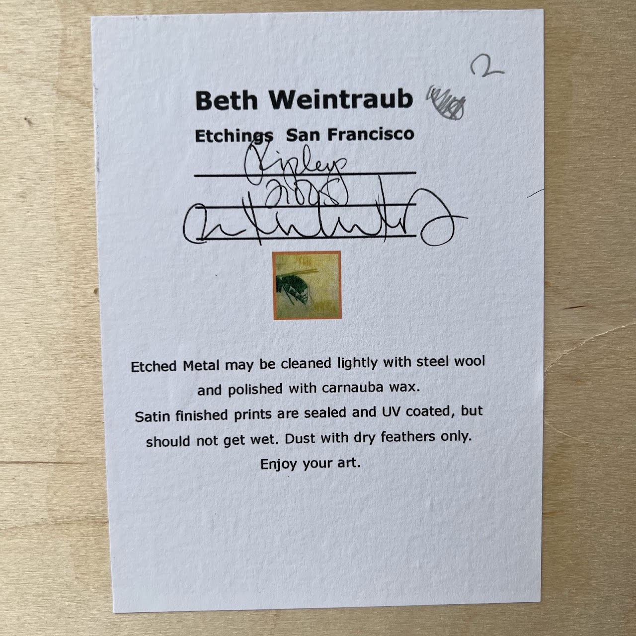 Beth Weintraub 'Ripley' Signed Contemporary Botanical Metal Etching
