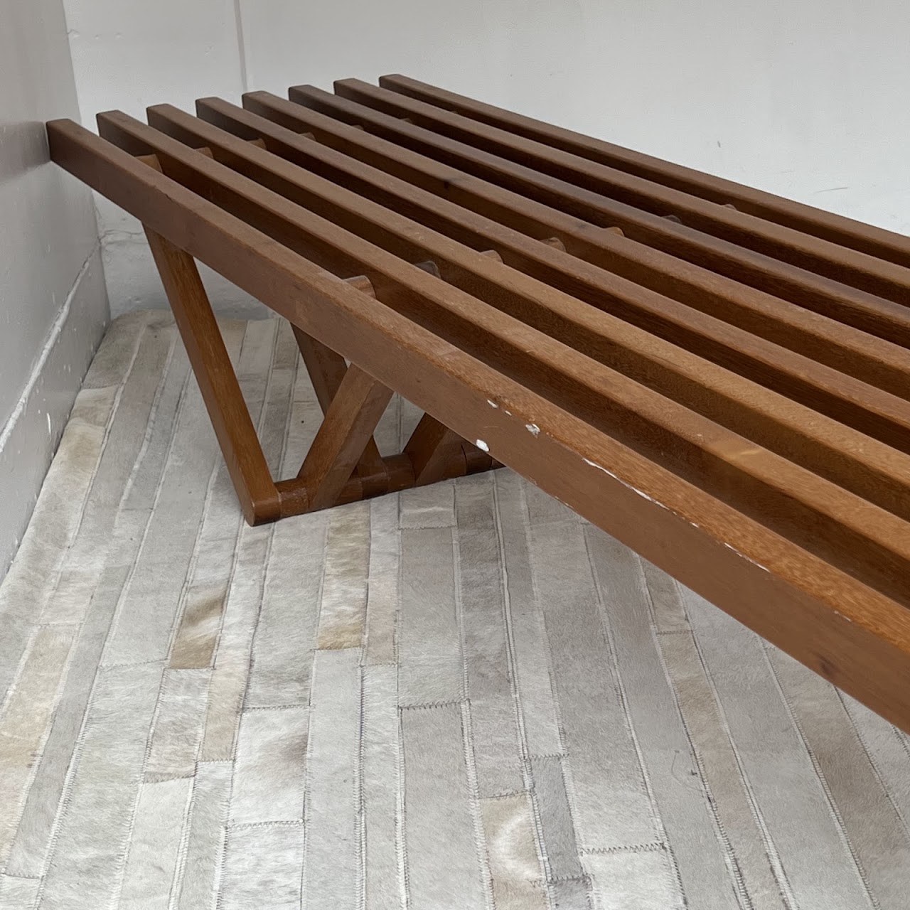 Modern Style Long Slatted Bench