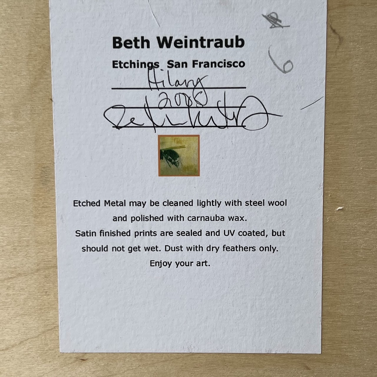 Beth Weintraub 'Hilary' Signed Contemporary Botanical Metal Etching