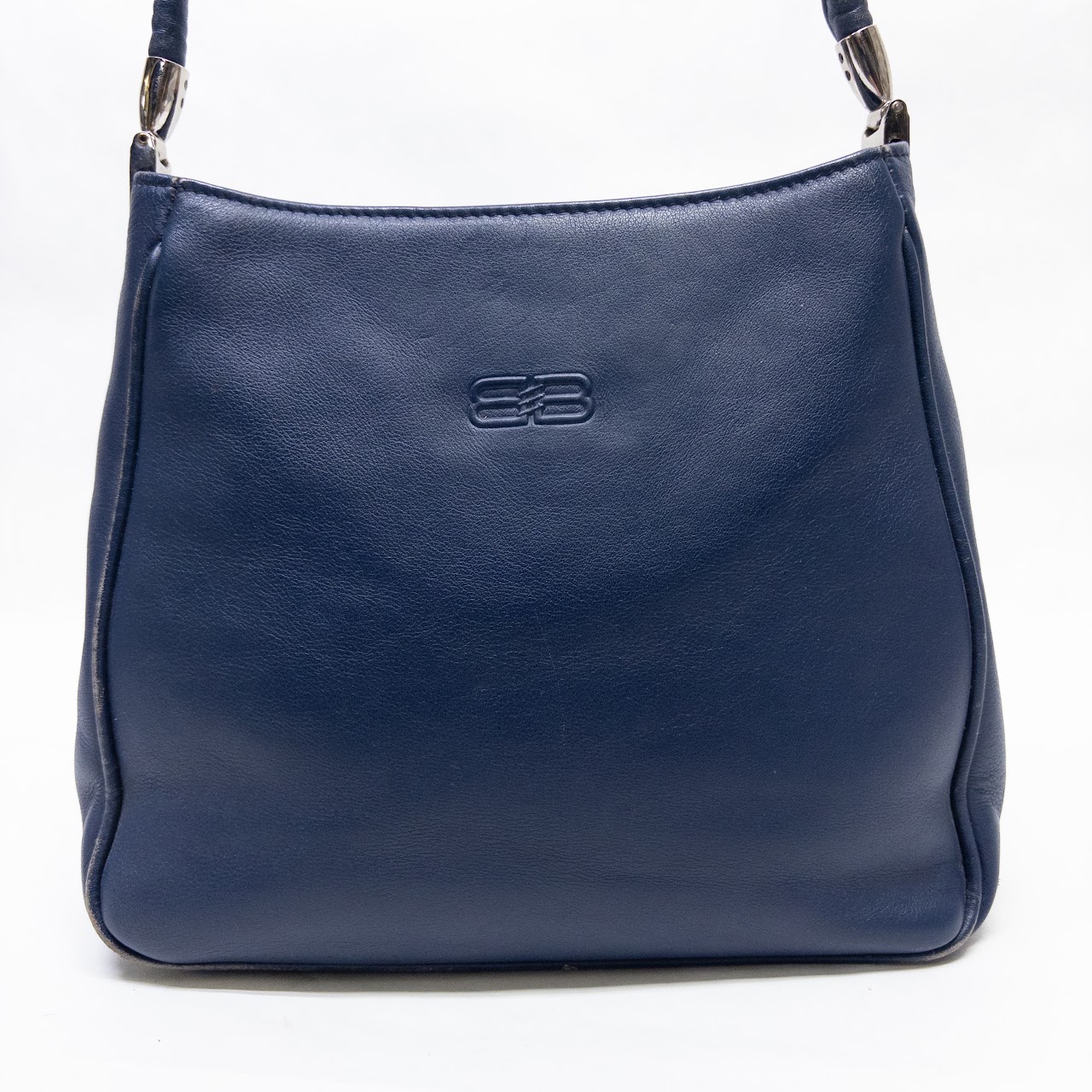 Balenciaga Blue Leather Logo Shoulder Bag