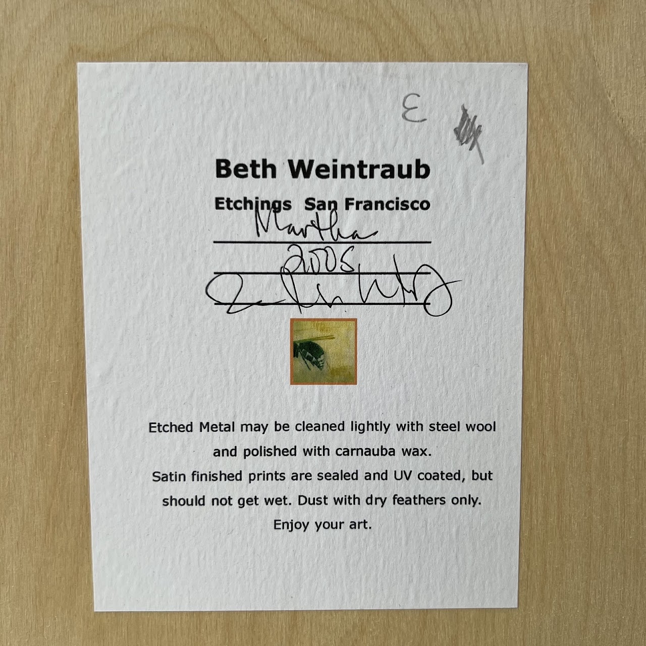 Beth Weintraub 'Martha' Signed Contemporary Botanical Metal Etching
