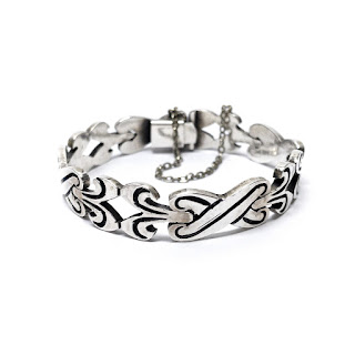 Sterling Silver Ornate JS Signed Bracelet