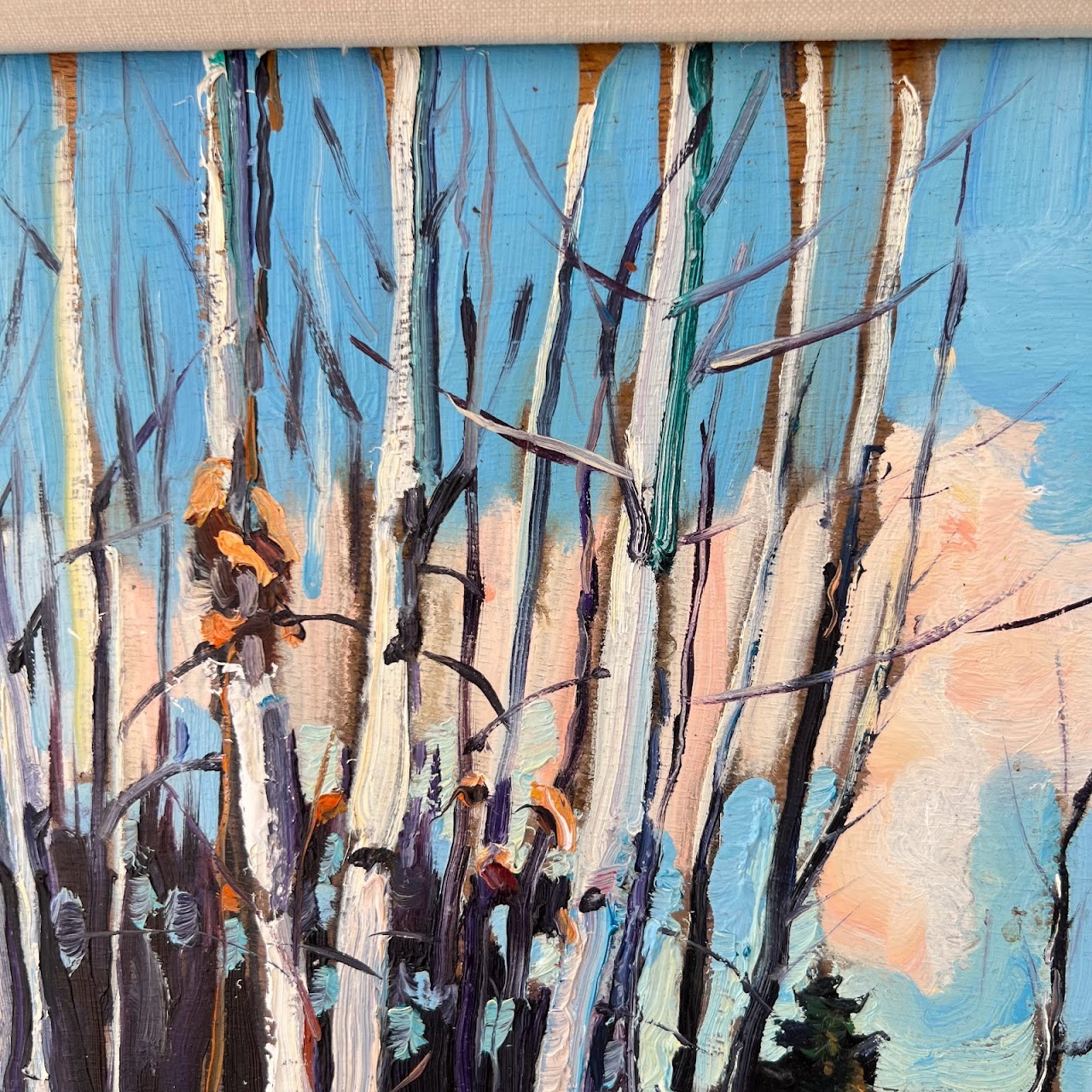 Chris Huntington Signed 'Birches- A Winter Day' Oil Painting