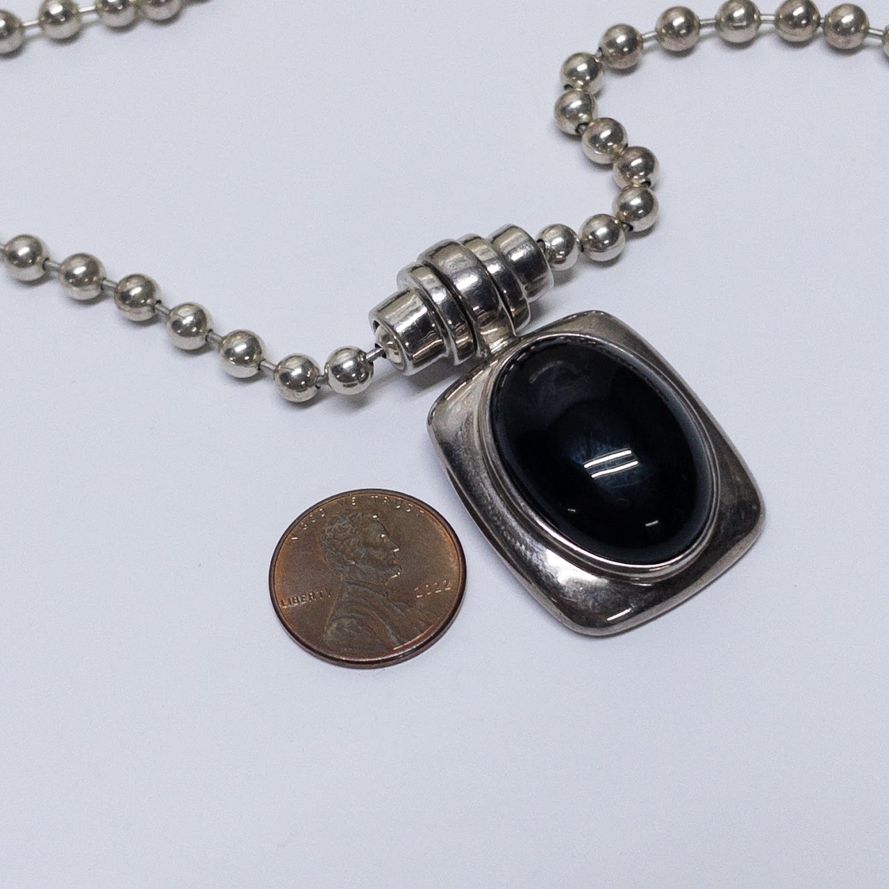 Sterling Silver & Onyx Pendant Necklace