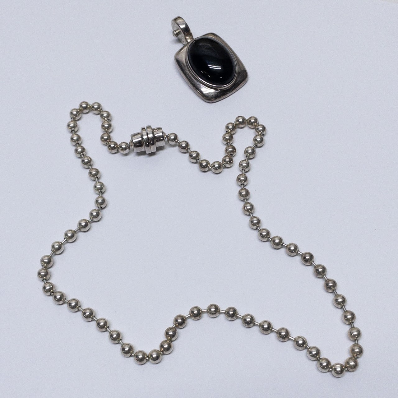 Sterling Silver & Onyx Pendant Necklace