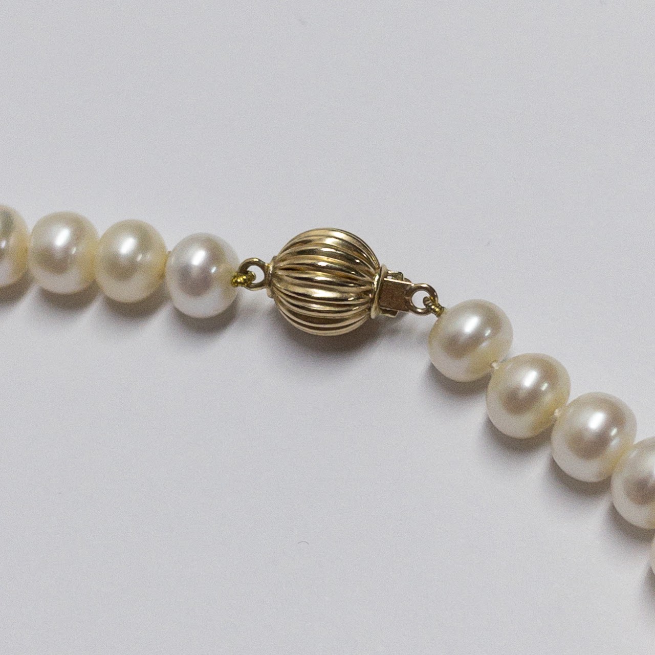 14K Gold Button Pearl Strand