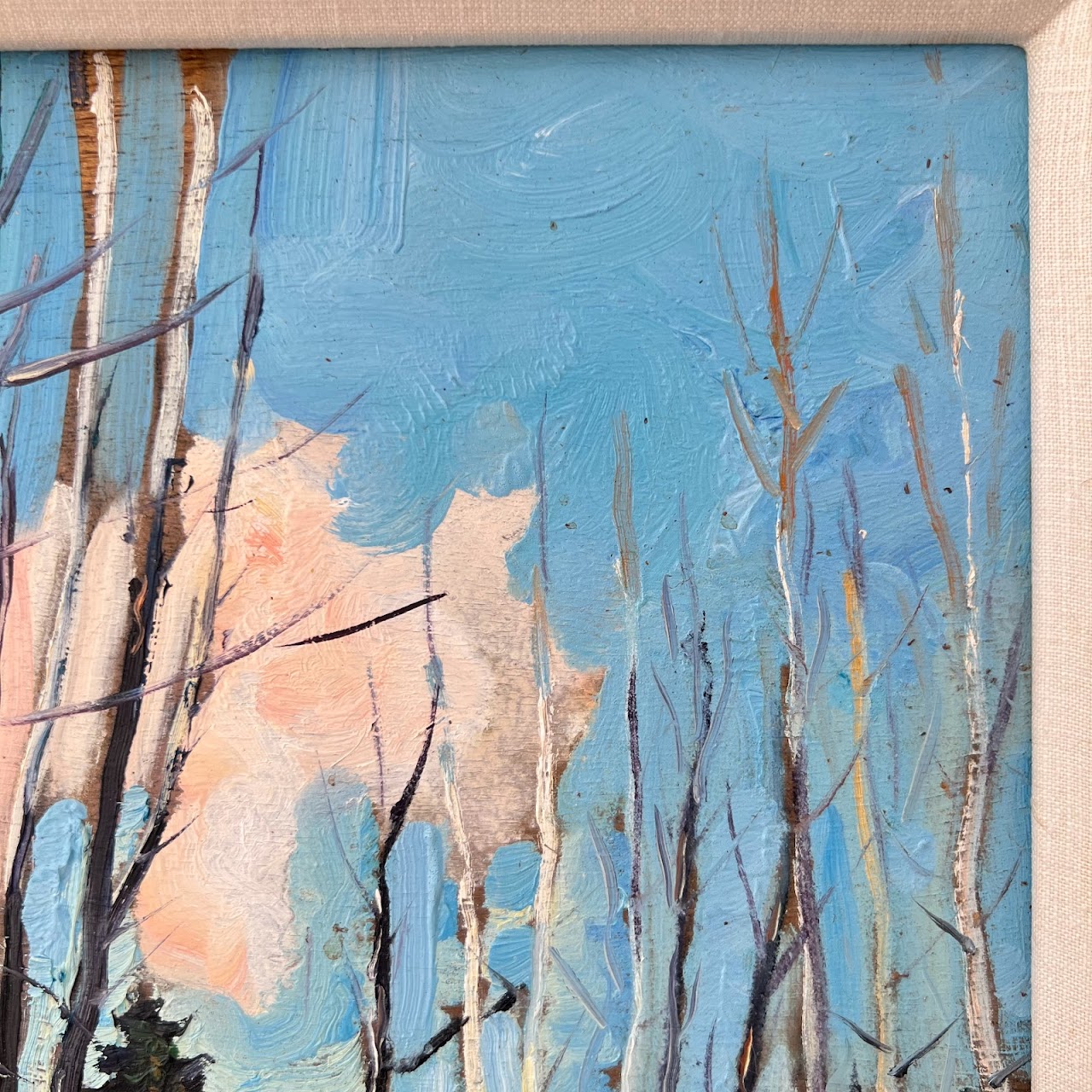 Chris Huntington Signed 'Birches- A Winter Day' Oil Painting