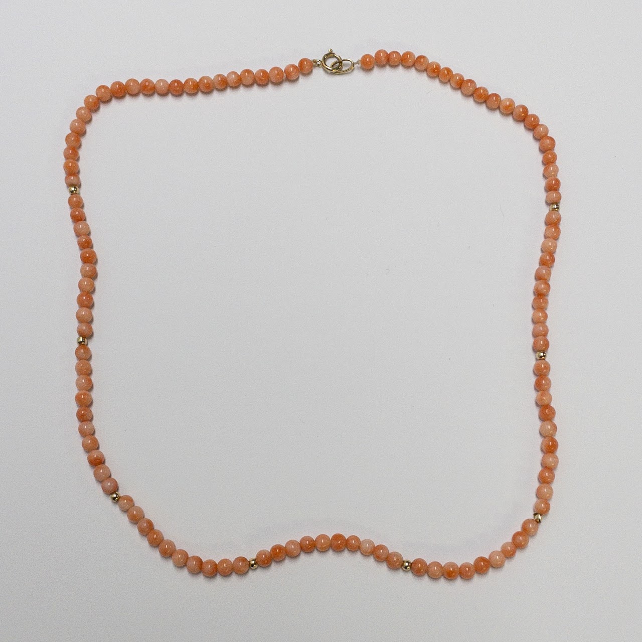 14K Gold Coral Bead Necklace