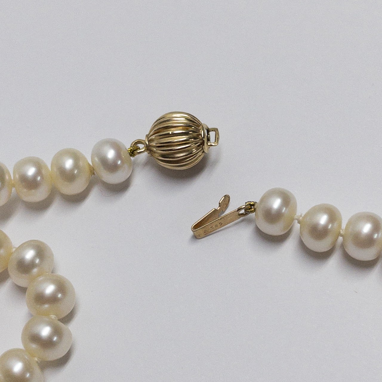 14K Gold Button Pearl Strand