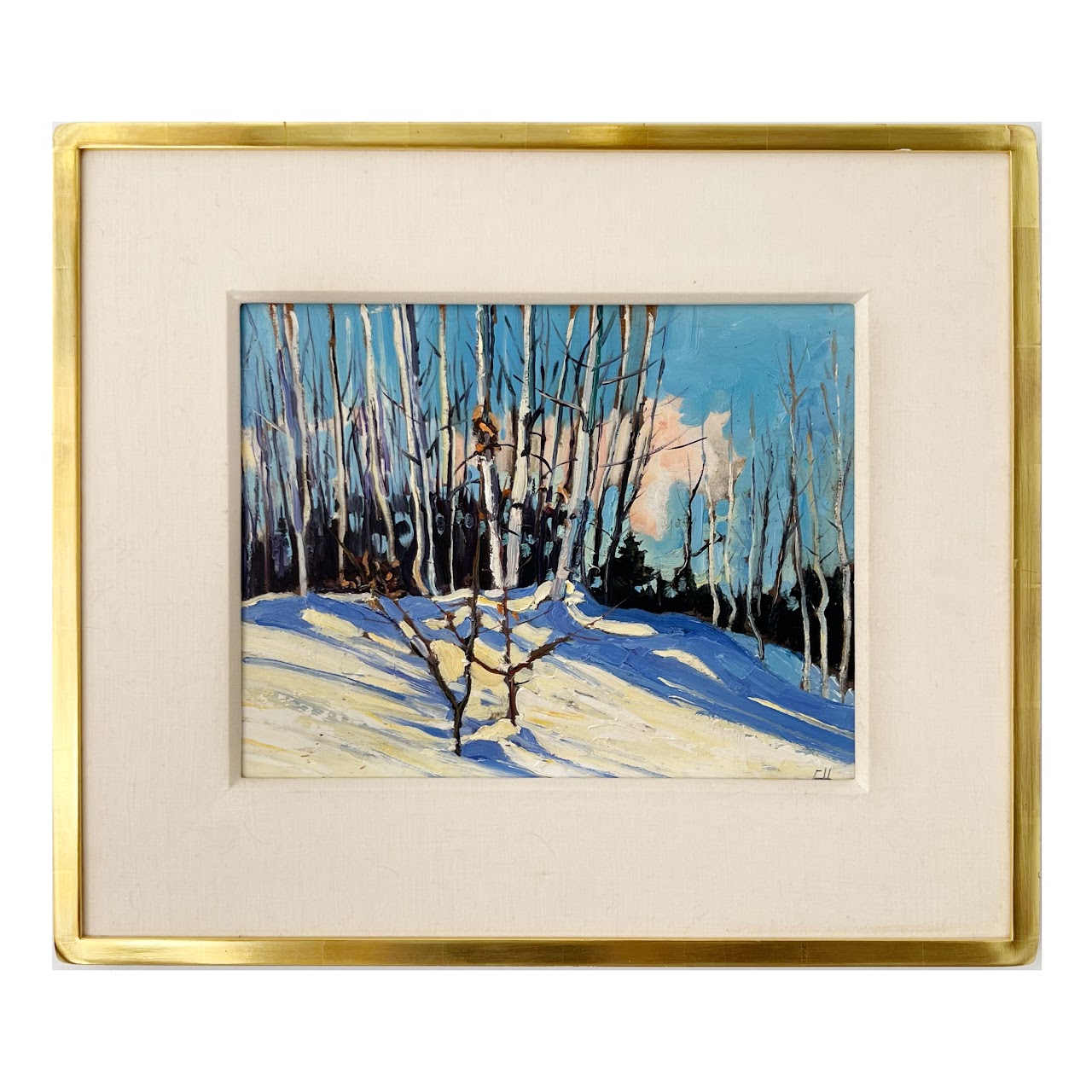 Chris Huntington Signed 'Birches- A Winter Day' Oil Painting