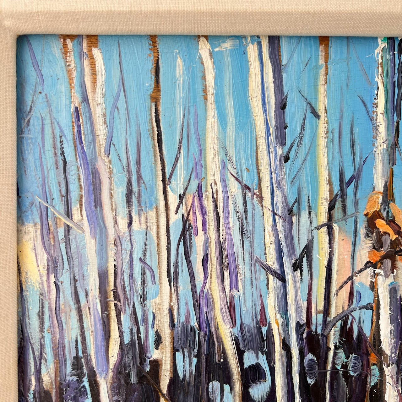 Chris Huntington Signed 'Birches- A Winter Day' Oil Painting