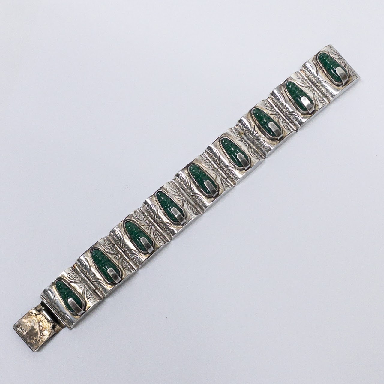 Sterling Silver & Green Agate Bracelet