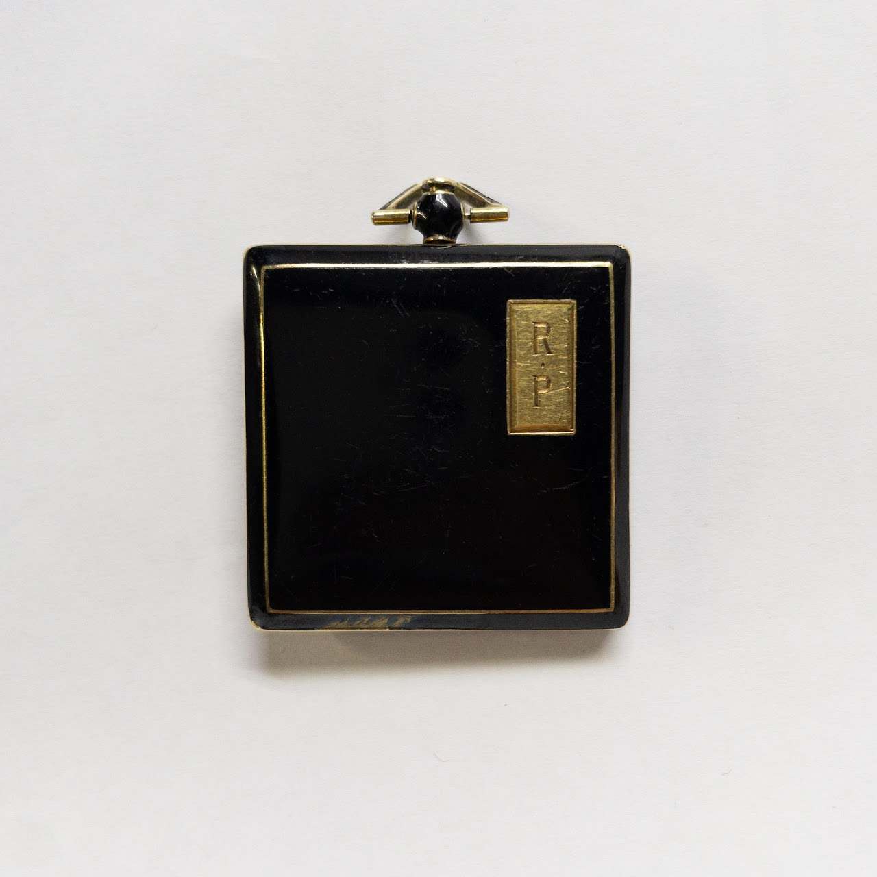 14K Gold & Enamel Vintage Photo Frame Pendant