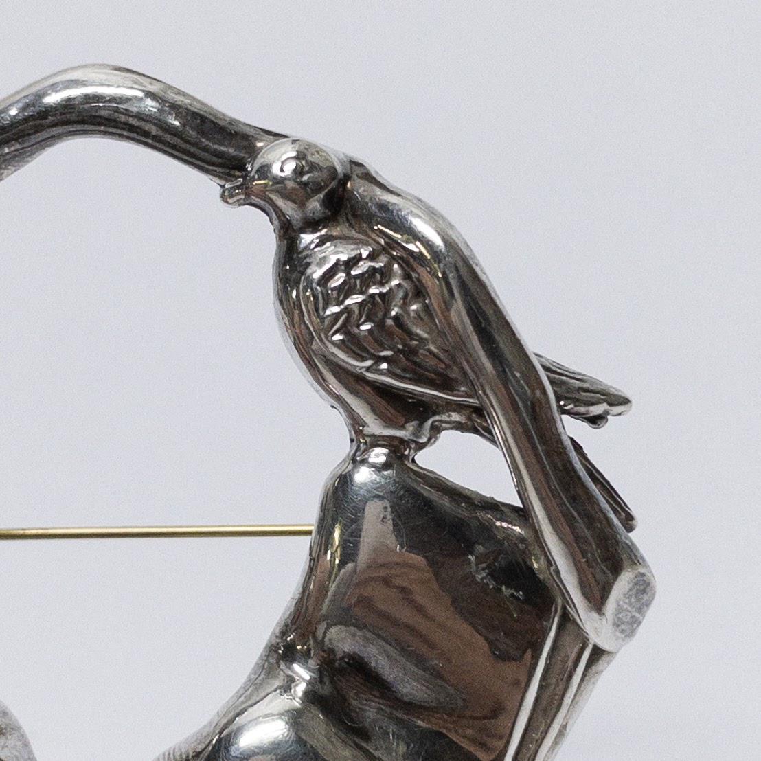 Sterling Silver Perching Bird Brooch