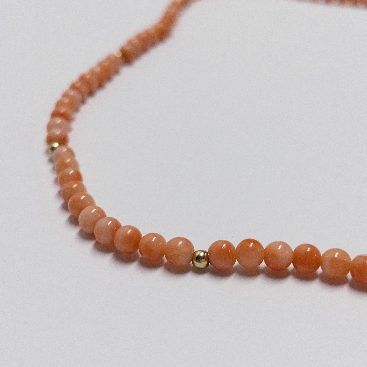 14K Gold Coral Bead Necklace