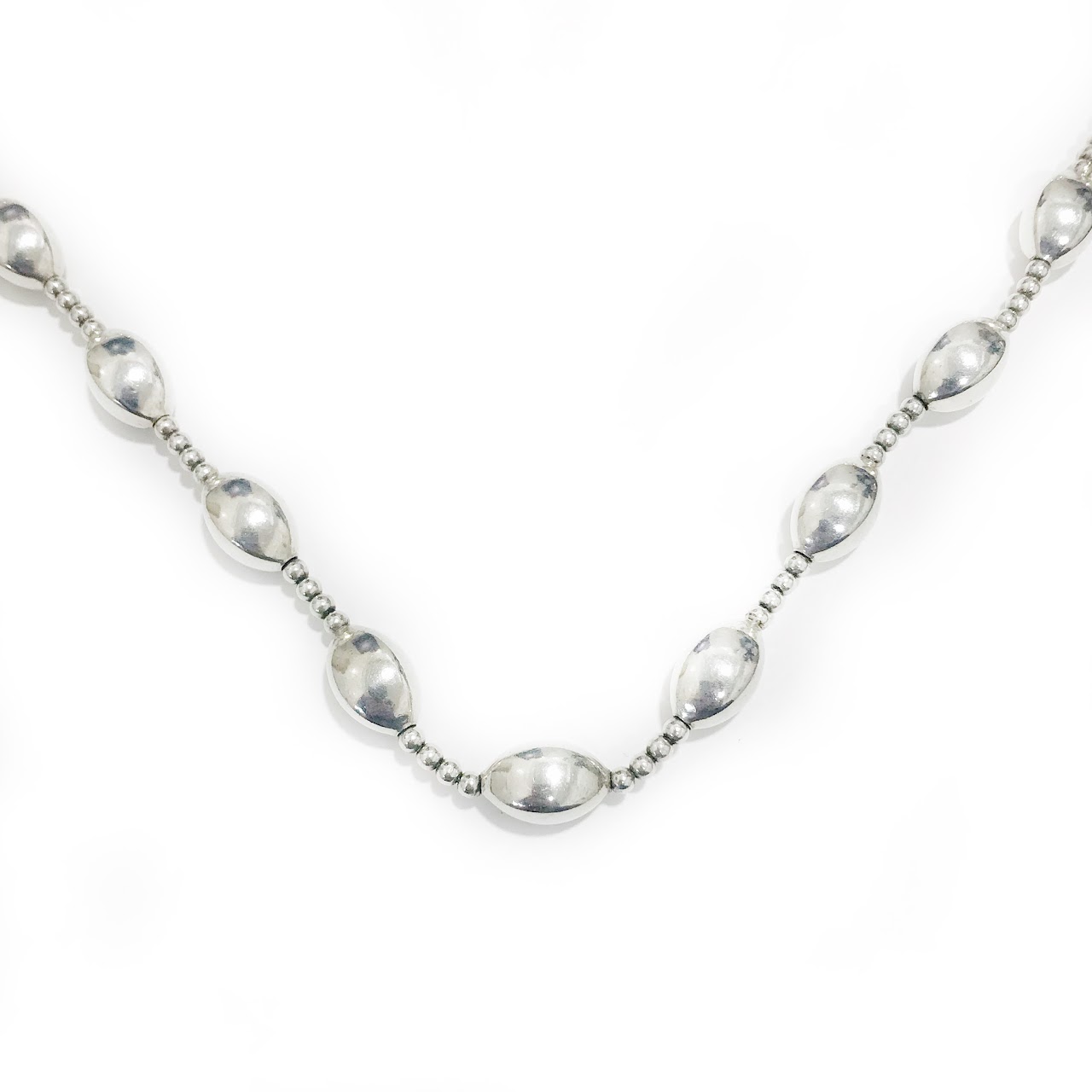 Sterling Silver Bead Station Necklace