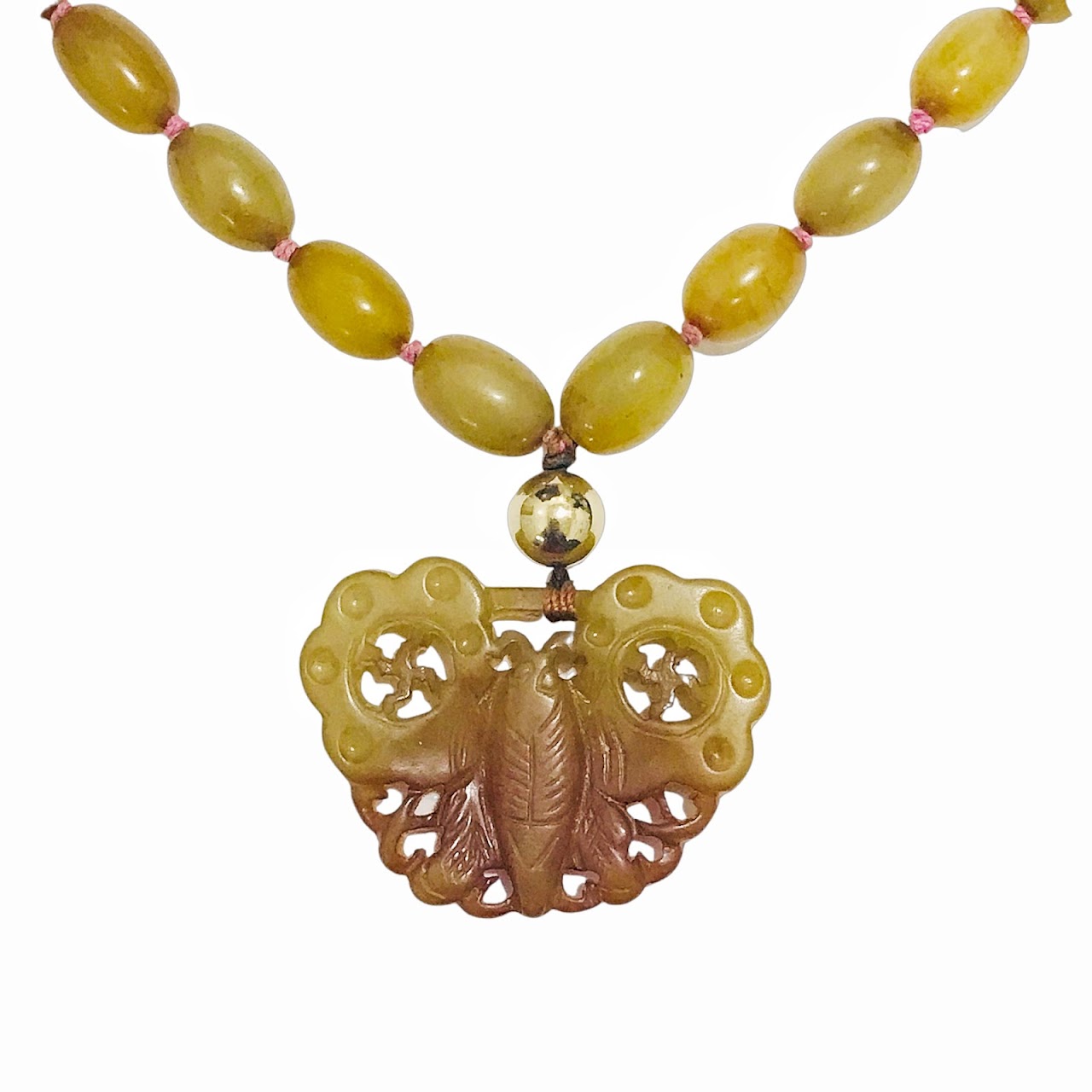 Yellow Jade Butterfly Necklace