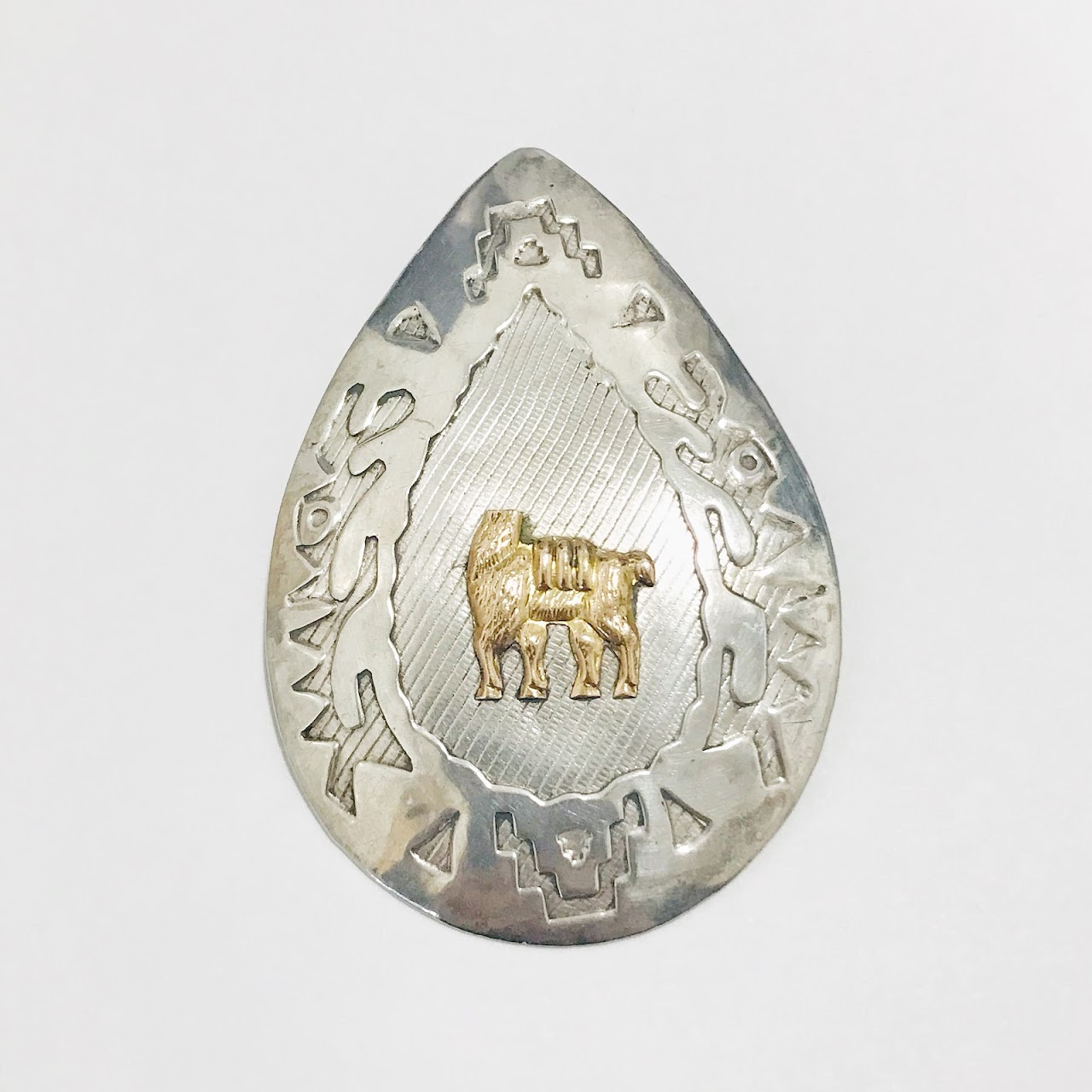 Sterling Silver & 18K Gold Peruvian Teardrop Pendant