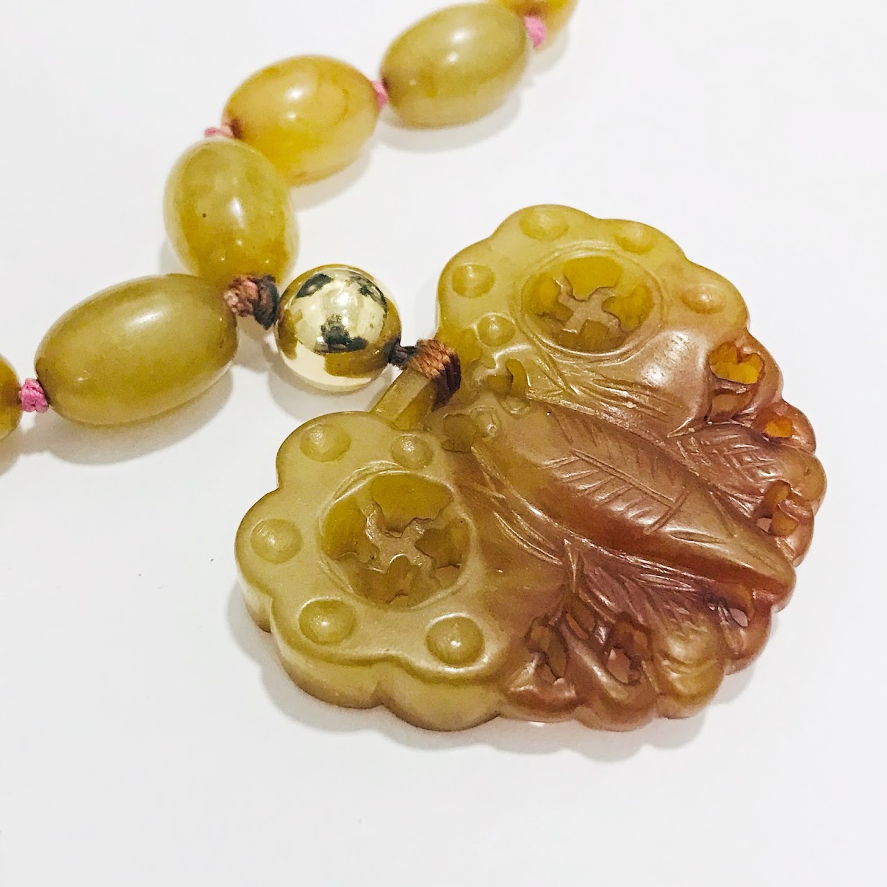 Yellow Jade Butterfly Necklace